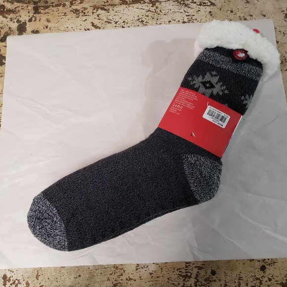 CANADA Weather Gear SHERPA LINED Men’s Cabin Socks ~ Size 6-12~ Black Aztec - Picture 4 of 5